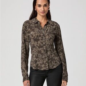 PAIGE Brown Floral Button-Down Shirt NWT
